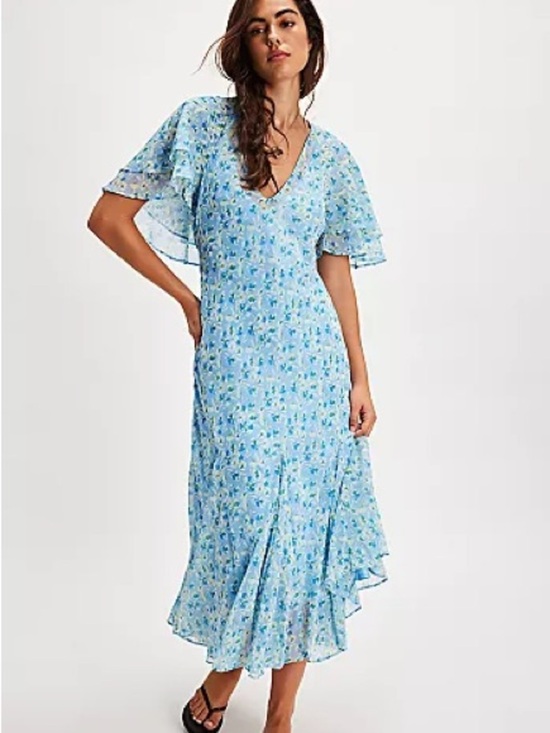 Free People Dresses & Skirts - NWT Free People Sky Blue Floral V-Neck Maxi Dress Small